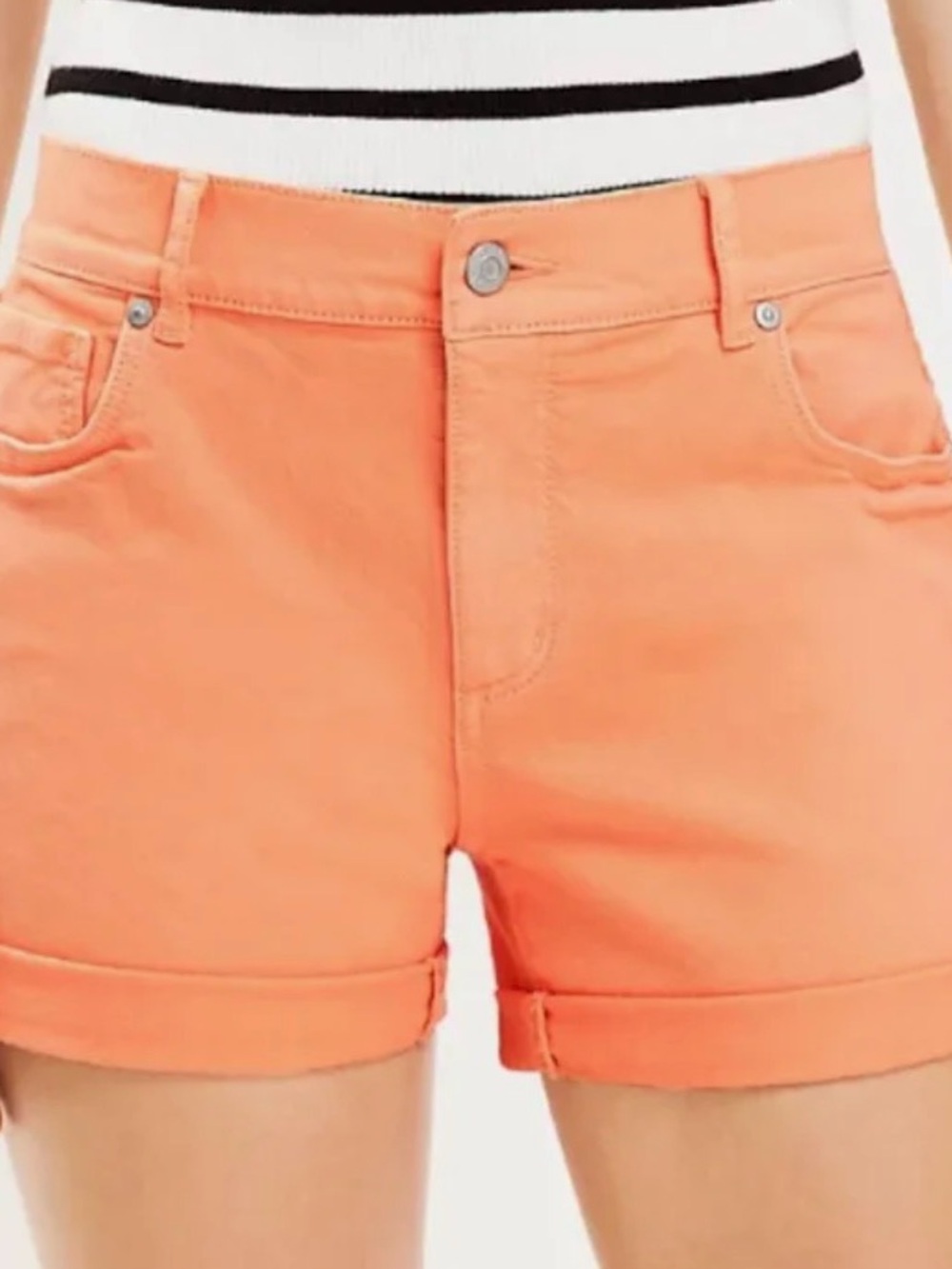 LOFT Coral Peach Cuffed Denim Shorts